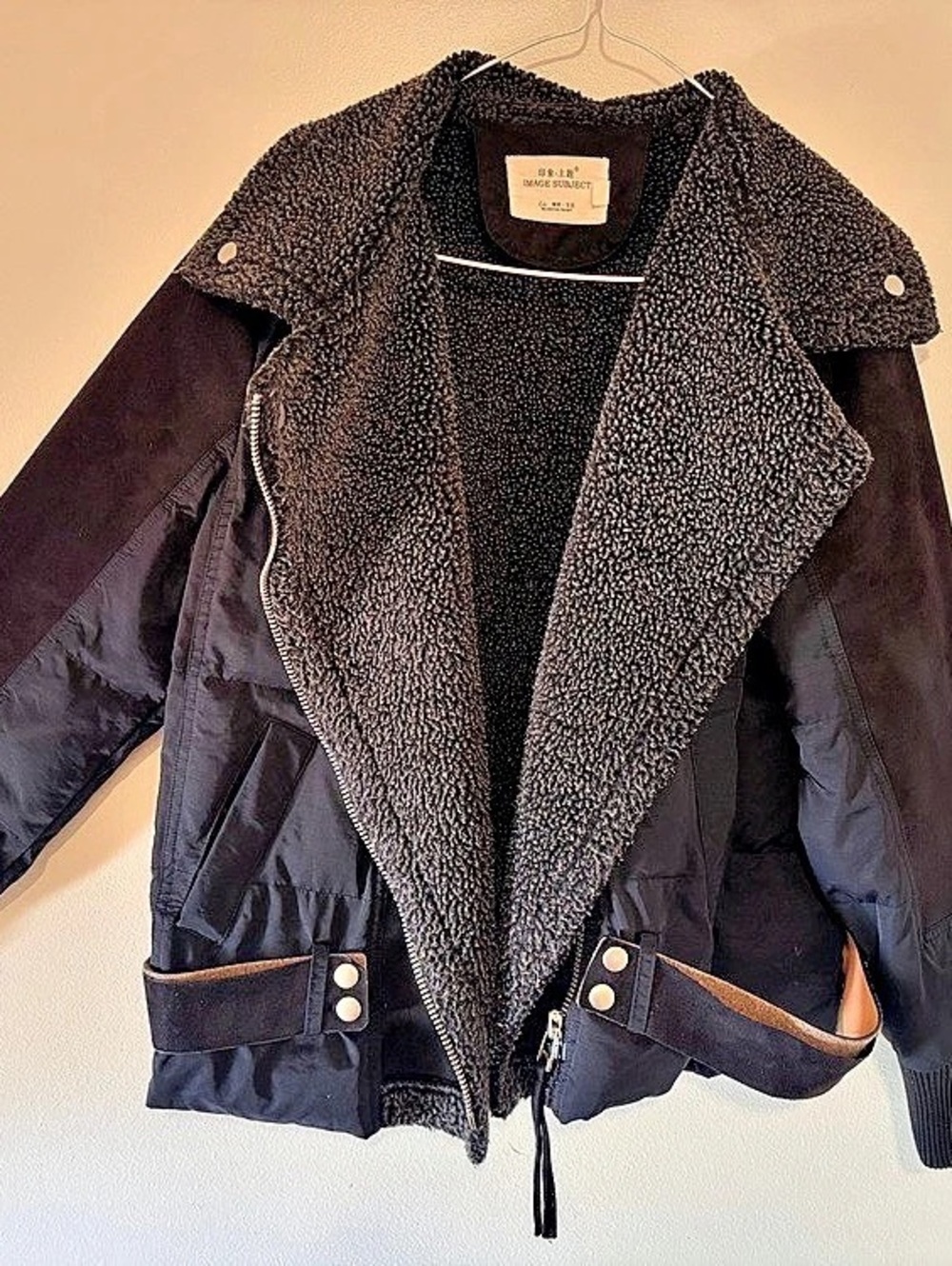 Black Bomber Jacket — Size Medium